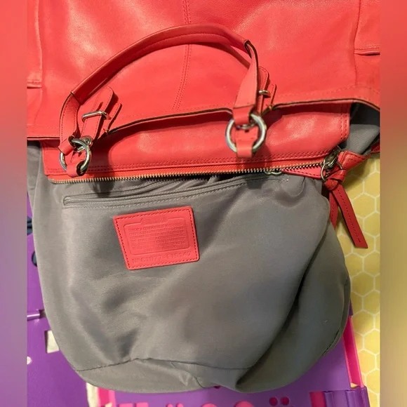 Coach Medium Leather Shoulder Bag. Pink/bright coral - Picture 8 of 16